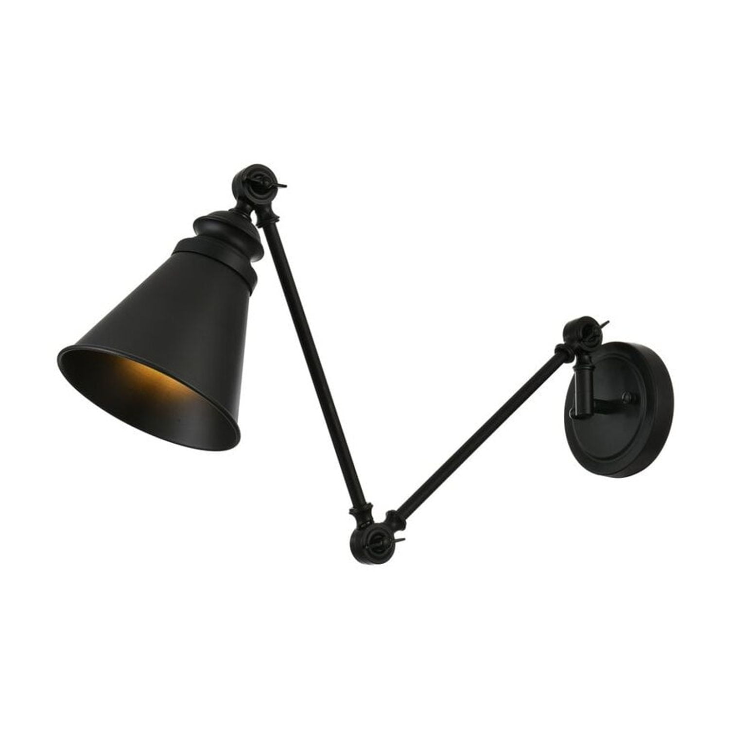 Black Iron Adjustable Swing Arm Wall Sconce with Dimmable Light