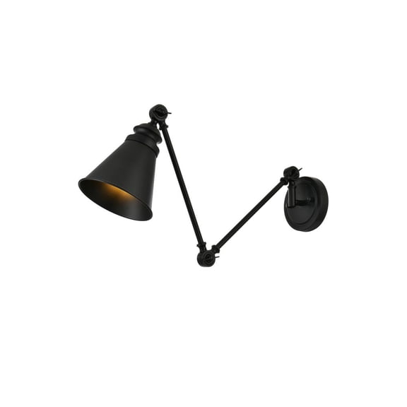 Living District Ledger 1-Light Metal Swing Arm Wall Sconce in Black