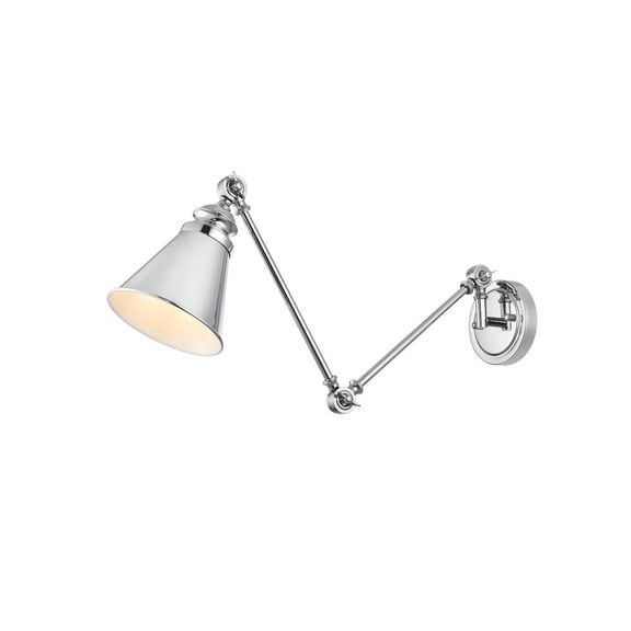 Living District Ledger 1-Light Metal Swing Arm Wall Sconce in Chrome