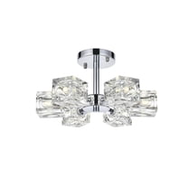 Living District Lyra 6-Light Metal & Glass Flush Mount in Chrome/Clear