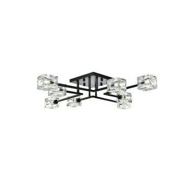 Living District Lyra 8-Light Metal & Glass Flush Mount in Black/Clear