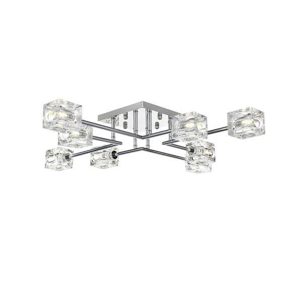 Living District Lyra 8-Light Metal & Glass Flush Mount in Chrome/Clear