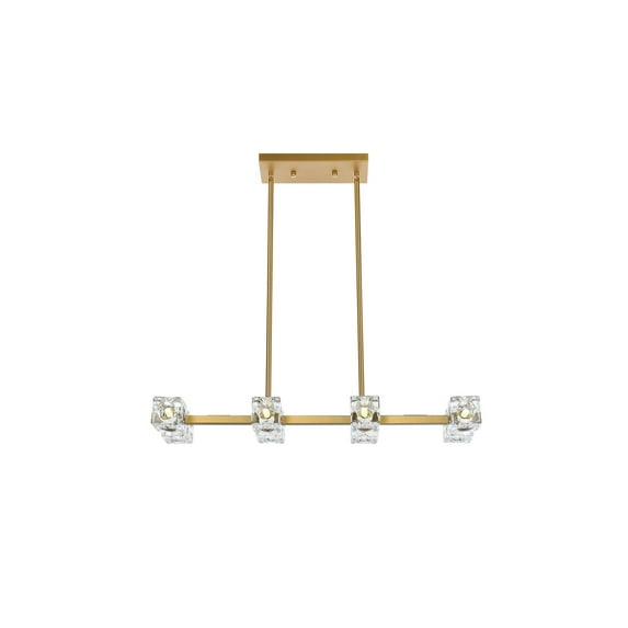 Living District Lyra 8-Light Metal & Glass Pendant Light in Satin Gold/Clear