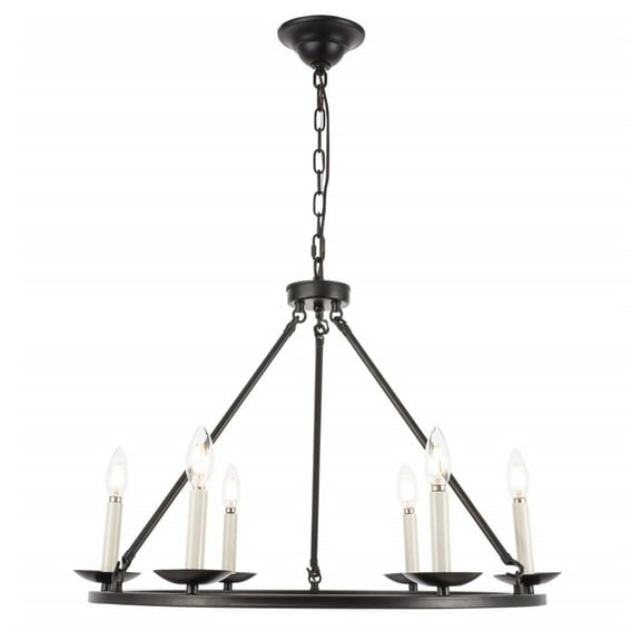 Living District Maine 6-Light Mid-Century Metal Chandelier in Black