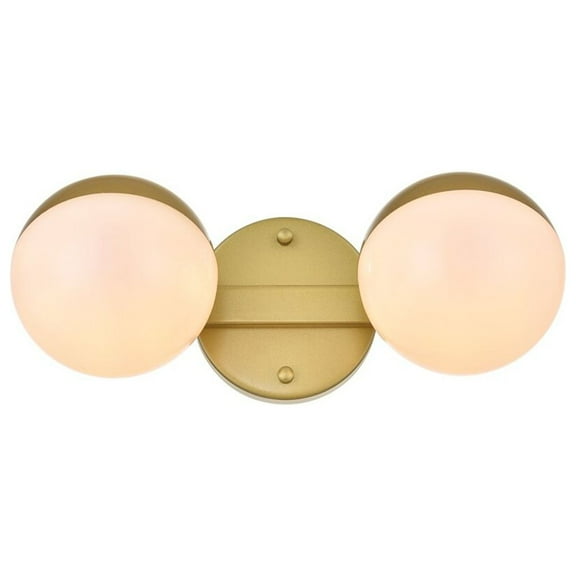 Living District Majesty 2 Light Brass And Frosted White Bath Sconce