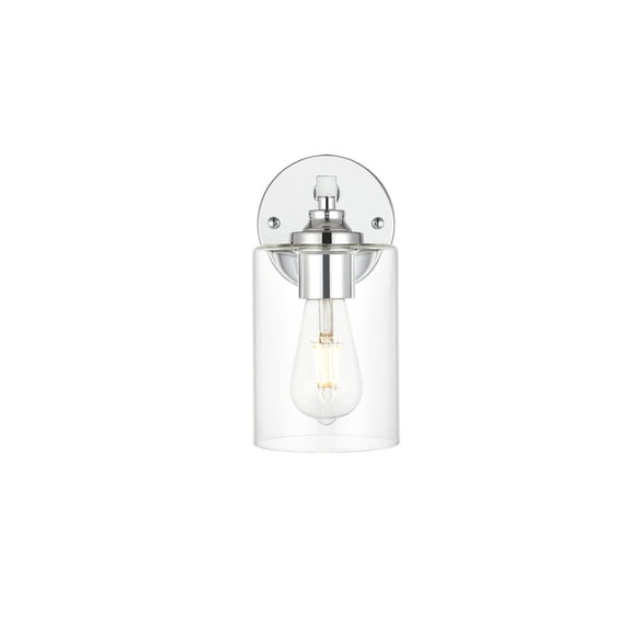 Living District Mayson 1-Light Iron & Glass Bath Sconce in Chrome/Clear
