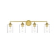 thumbnail image 1 of Living District Mayson 4 light Brass and Clear Bath Sconce, 1 of 7
