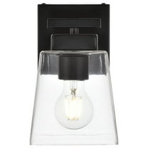 Living District Merrick 1-Light Iron & Glass Bath Sconce in Black/Clear