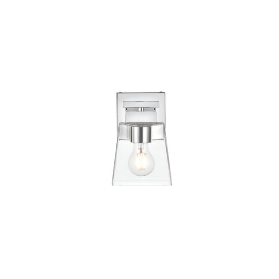 Living District Merrick 1-Light Iron & Glass Bath Sconce in Chrome/Clear