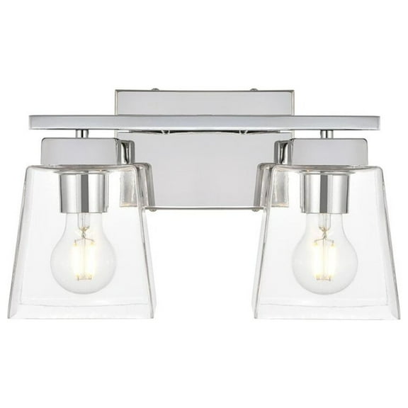 Living District Merrick 2-Light Iron & Glass Bath Sconce in Chrome/Clear