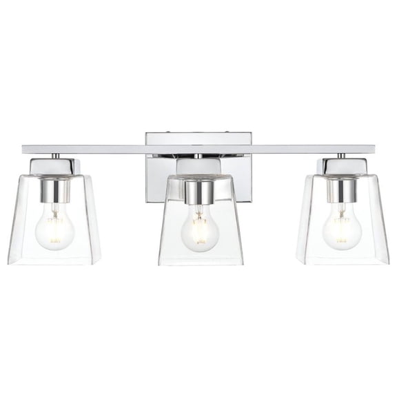 Living District Merrick 3-Light Iron & Glass Bath Sconce in Chrome/Clear
