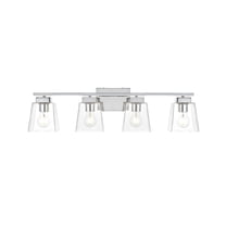 Living District Merrick 4-Light Iron & Glass Bath Sconce in Chrome/Clear