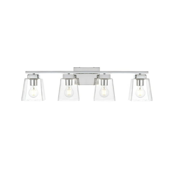 Living District Merrick 4-Light Iron & Glass Bath Sconce in Chrome/Clear