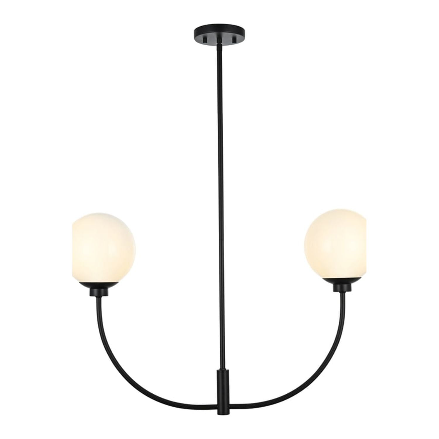 Nyomi 30'' Black Metal and Glass 2-Light Chandelier