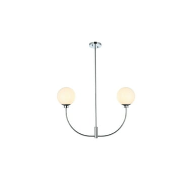 Living District Nyomi 19" 2-Light Metal/Glass Chandelier in Chrome/White