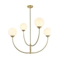 thumbnail image 1 of Living District Nyomi 36" 4-Light Metal/Glass Chandelier in Brass/White, 1 of 8
