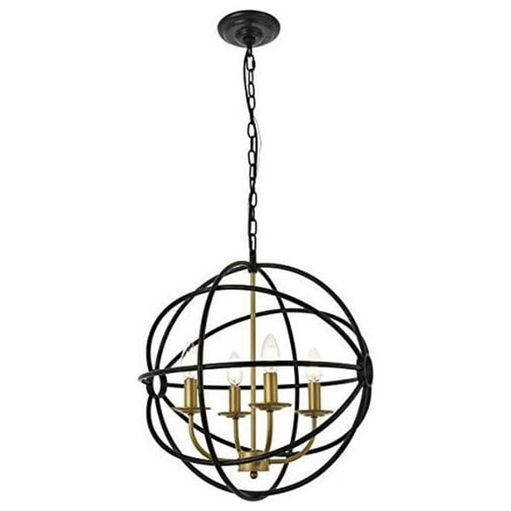 Living District Octavia 4 Light Brass And Dark Brown Pendant