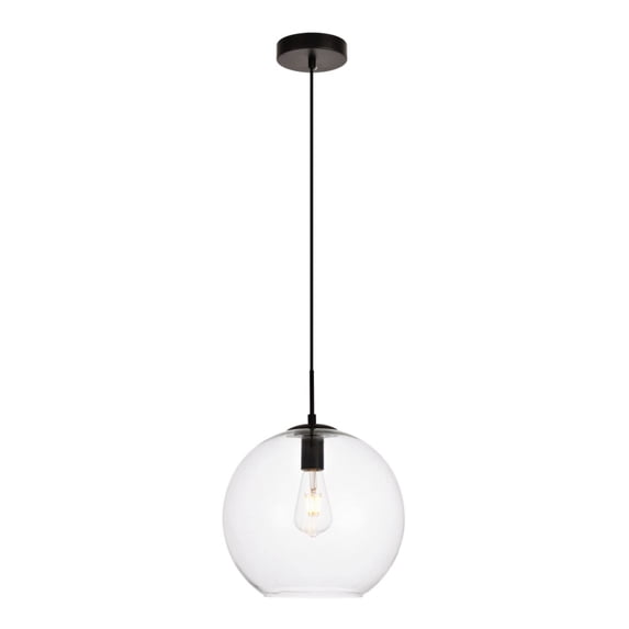 Living District Placido 1-Light Transitional Metal Pendant - Black & Clear