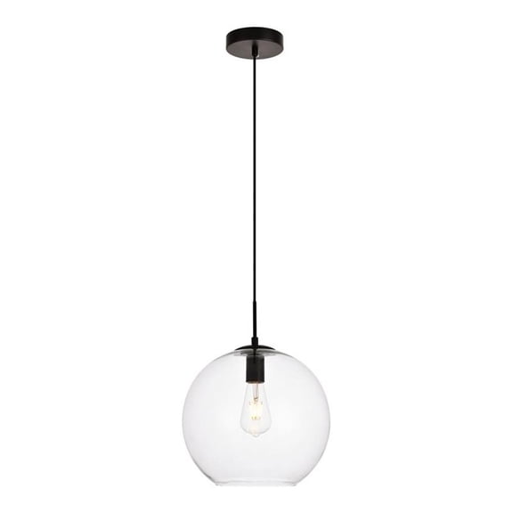 Living District Placido 1-Light Transitional Metal Pendant - Black & Clear