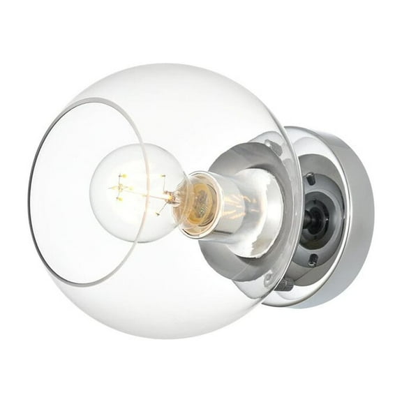 Living District Rogelio 1 Light Chrome And Clear Bath Sconce