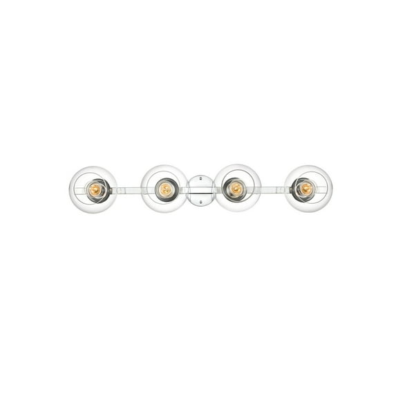 Living District Rogelio 4-Light Iron & Glass Bath Sconce in Chrome/Clear