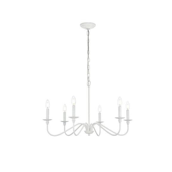 Living District Rohan 36" 6-Light Transitional Metal Chandelier in White