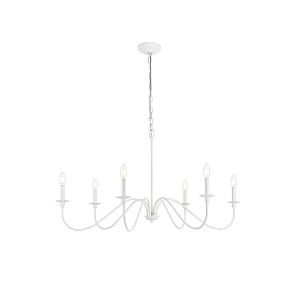 Living District Rohan 42" 6-Light Transitional Metal Chandelier in White