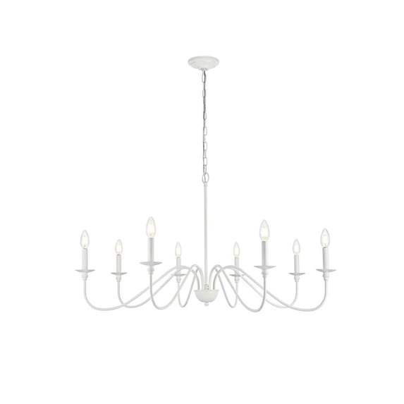 Living District Rohan 42" 8-Light Transitional Metal Chandelier in White