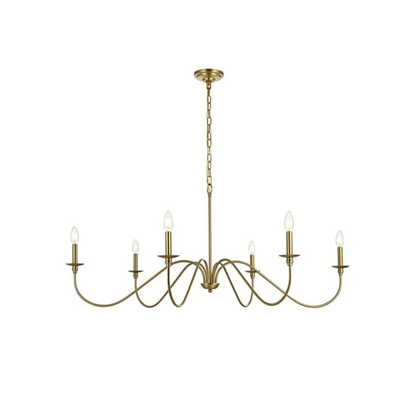 Living District Rohan 48" 6-Light Transitional Metal Chandelier in Satin Gold
