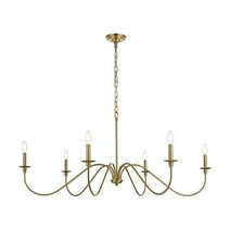 Living District Rohan 48" 6-Light Transitional Metal Chandelier in Satin Gold