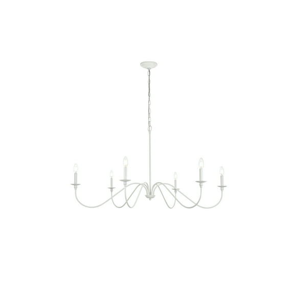 Living District Rohan 48" 6-Light Transitional Metal Chandelier in White