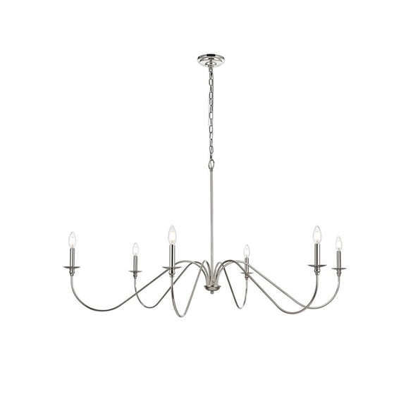 Living District Rohan 54" 6-Light Metal Chandelier in Polished Nickel