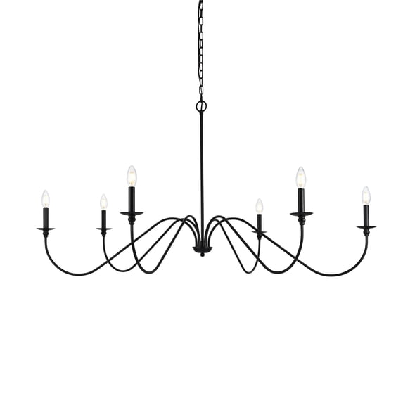 Living District Rohan 54" 6-Light Transitional Metal Chandelier in Matte Black