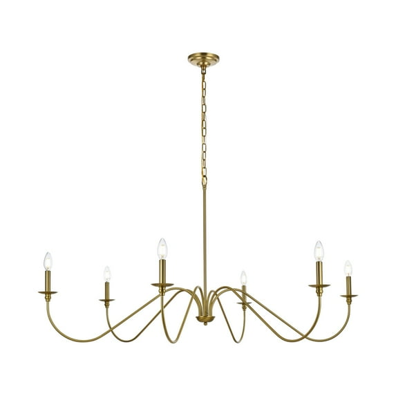 Living District Rohan 54" 6-Light Transitional Metal Chandelier in Satin Gold