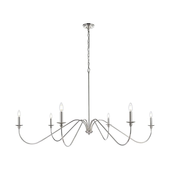 Living District Rohan 60" 6-Light Metal Chandelier in Polished Nickel