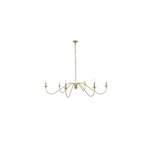 Living District Rohan 60" 6-Light Transitional Metal Chandelier in Satin Gold