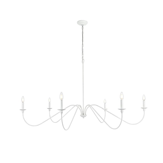 Living District Rohan 60" 6-Light Transitional Metal Chandelier in White