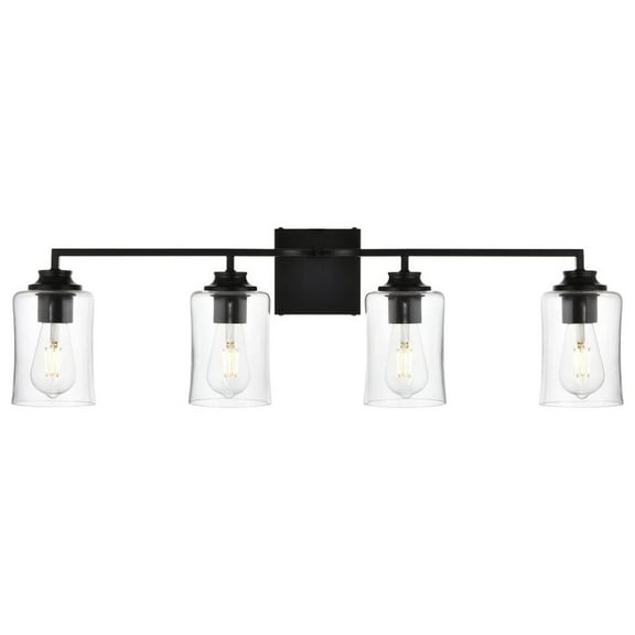 Living District Ronnie 4 Light Black And Clear Bath Sconce