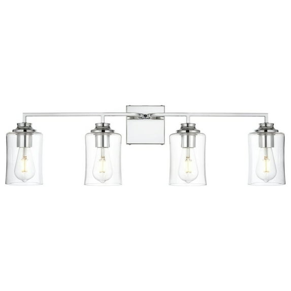 Living District Ronnie 4-Light Iron & Glass Bath Sconce in Chrome/Clear