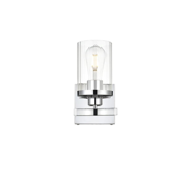 Living District Saanvi 1-Light Iron & Glass Bath Sconce in Chrome/Clear