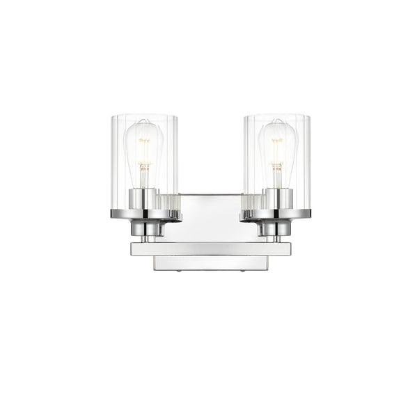 Living District Saanvi 2-Light Iron & Glass Bath Sconce in Chrome/Clear