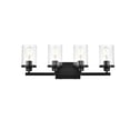 thumbnail image 1 of Living District Saanvi 4-Light Iron & Glass Bath Sconce in Black/Clear, 1 of 6