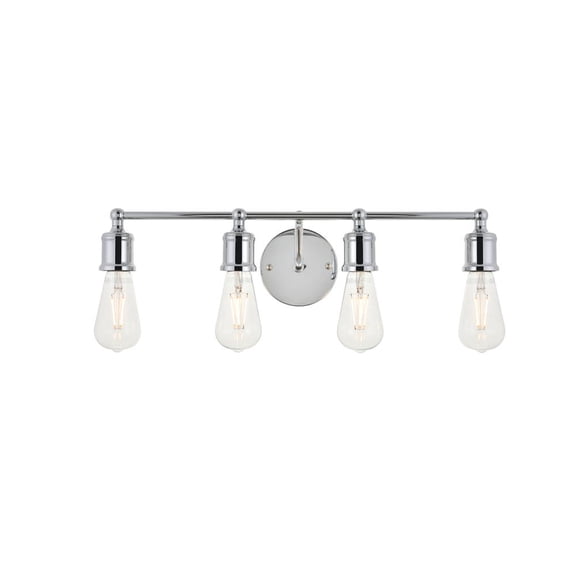 Living District Serif 4-Light Mid-Century Metal Wall Sconce in Chrome