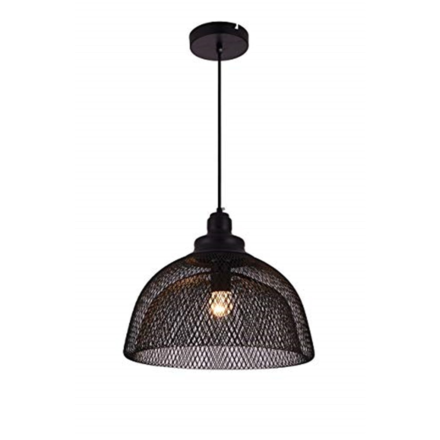 Warren Black Iron Dome Pendant Light with Adjustable Height