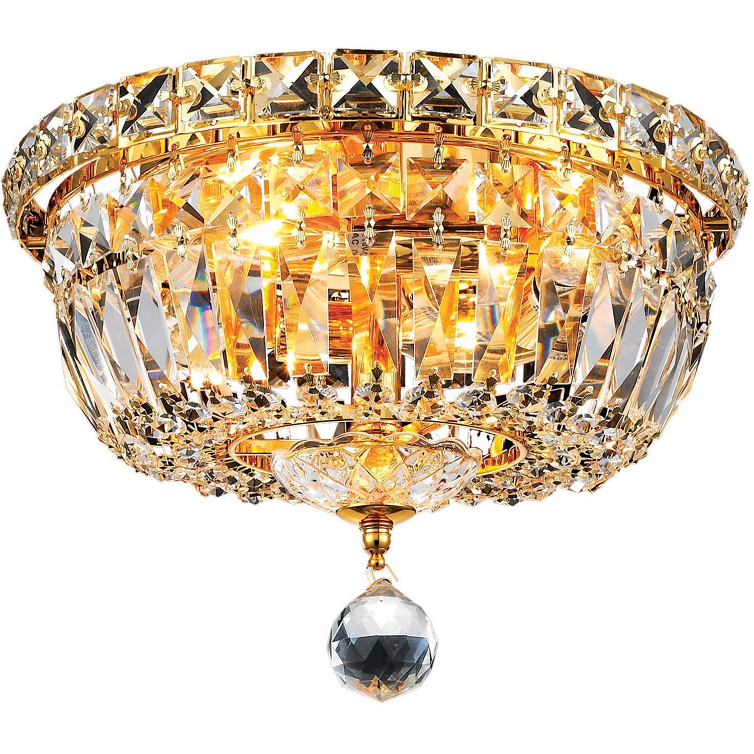 Gold Crystal 4-Light Flush Mount Ceiling Fixture