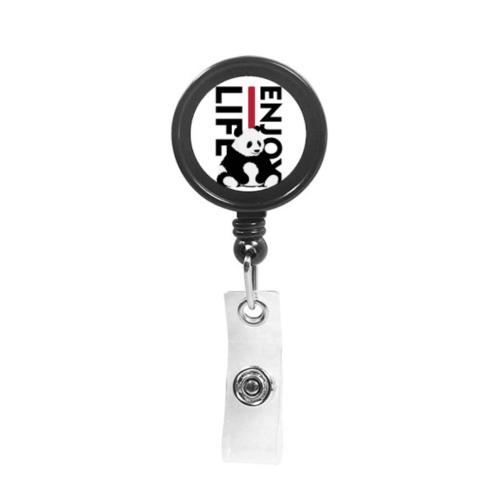 Living Enjoying Panda Animals Retractable Keychain Badge Holder ID Badge