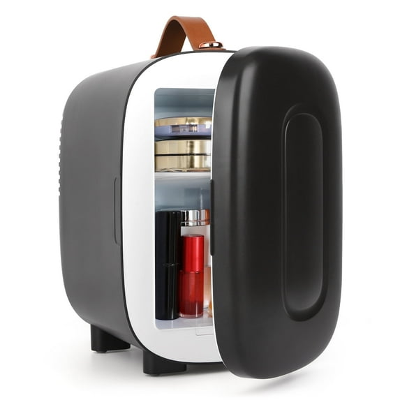 Living Enrichment Mini Fridge 4 Liter Skincare Fridge, Cooler and Portable Small Refrigerator, AC DC Powered, Black