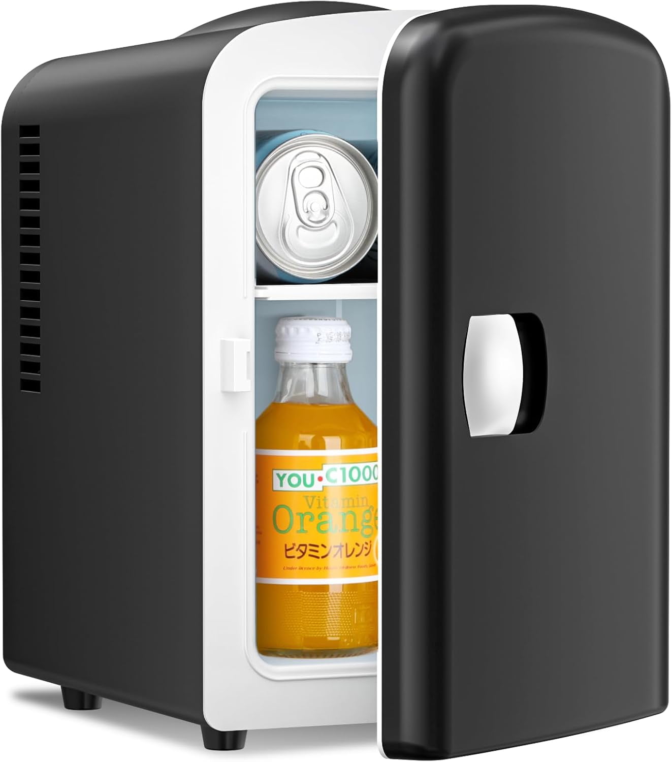 Mini Fridge 4L Skincare Fridge, AC DC Portable Small Refrigerator Cooler for Skincare, Drinking, Bedroom, Travel and Car, Gifts for Him, Black