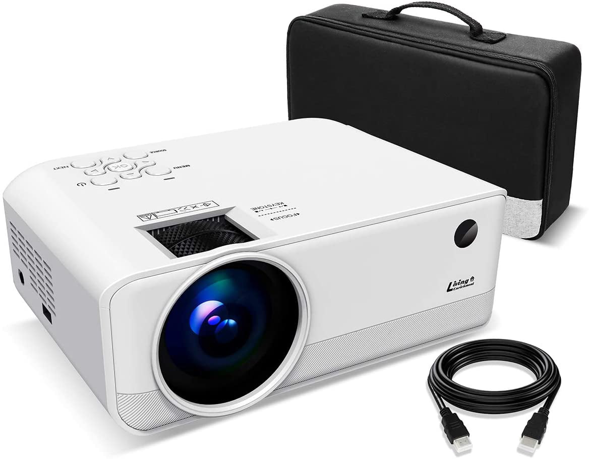 Living Enrichment Mini Projector, 1080P, 7000 Lumen, 200'' Display ...
