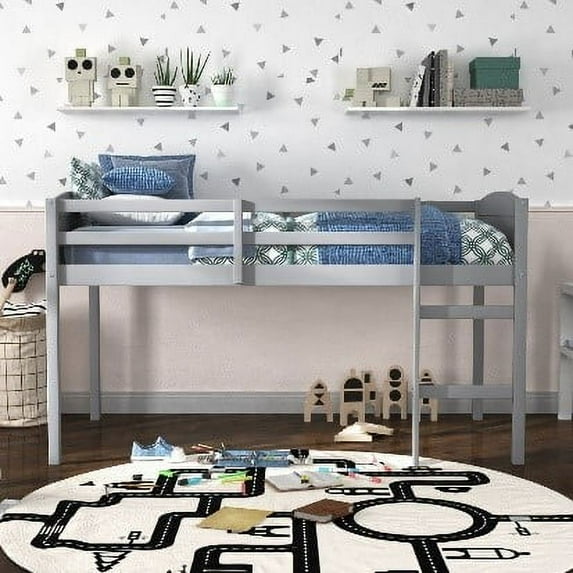 Living Essentials by Hillsdale Alexis Wood Arch Twin Jr. Loft Bed, Gray